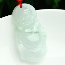 Подлинная жадеит Нефритового Будды кулон станций восковой Вид бледно-зеленый нефрит кулон Специальные foyu burma Майтрейя