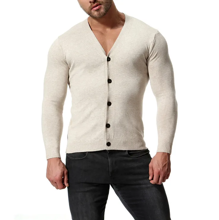 Europe and America V-Neck Cotton Sweater Men New Arrival Slim Fit Cardigan Knitwear Fashion Sweatercoat Male Knitted Clothing