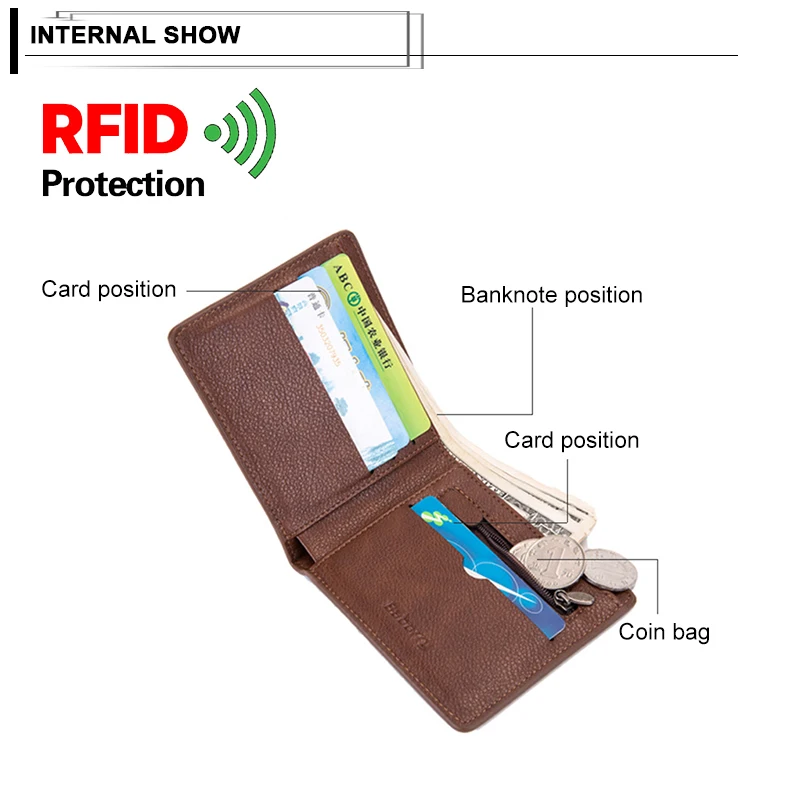 Мужской короткий кошелек RFID Мужская мягкая кожаная сумка Двойные монеты Карманный с отделениями для карт держатель двойные винтажные мужские клатчи, кошельки Кошелек