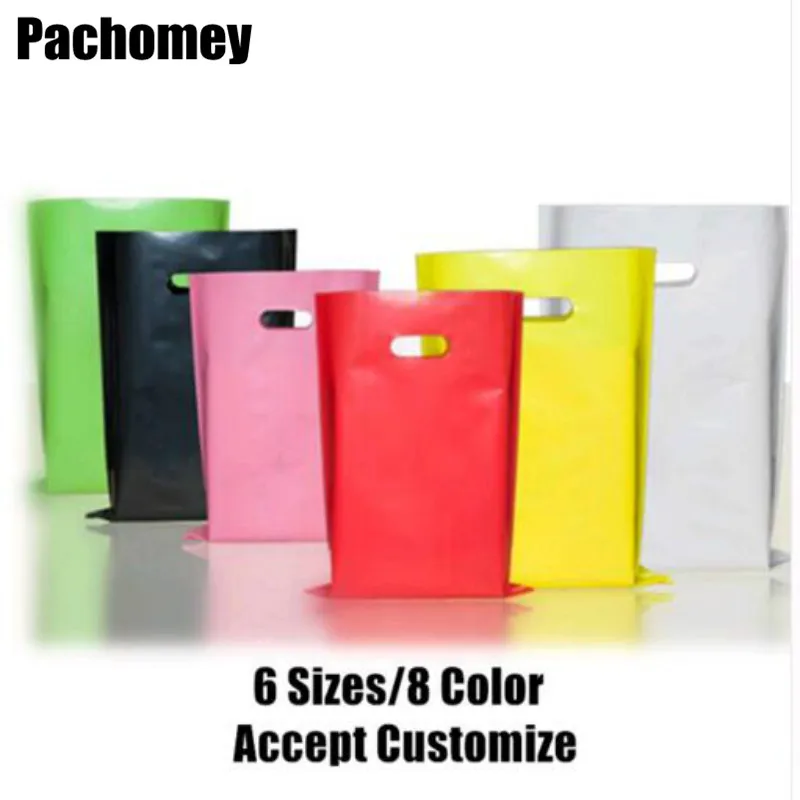 Wholesale Colorful Plastic Shopping Bags with Handle 8 Colors Clothes