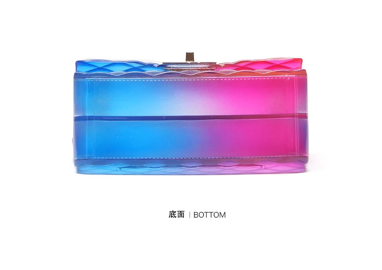 Clear Colorful Transparent jelly Bag Gradient Candy Color Crossbody Bags Designed Ladies Shoulder Chain Messenger Bag