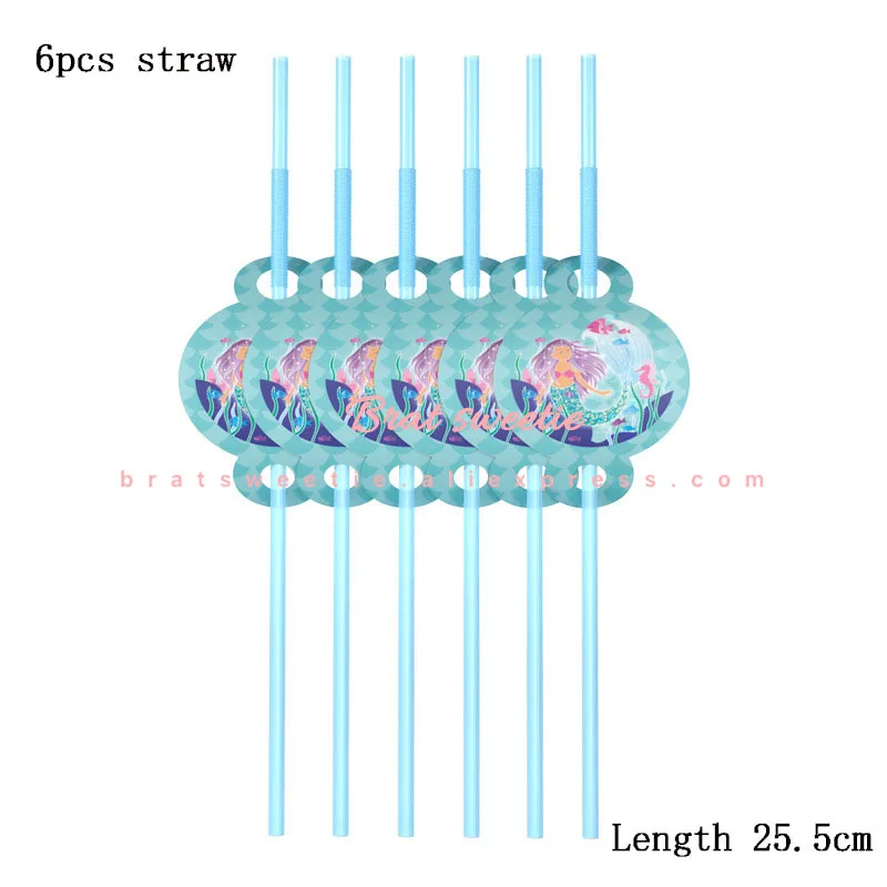 Вечерние украшения для баннеров с изображением Русалочки для вечеринки в честь Дня Рождения - Цвет: A MMD straw