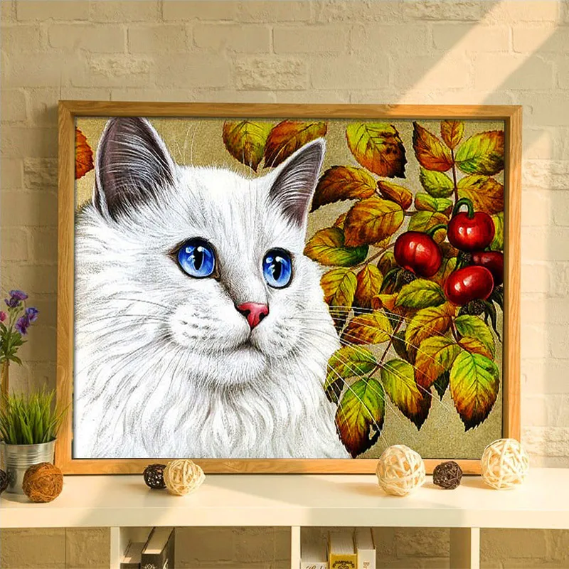 Meian,Full,Diamond Embroidery,Animal,Cat,5D,Diamond Painting,Cross Stitch,3D,Diamond Mosaic,Needlework,Crafts,Christmas,Gift