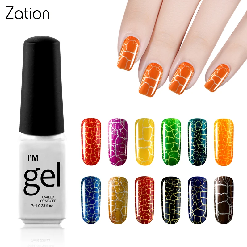 Zation Crack Varnish UV Gel Crackle Nail Art Polish Gel Lacquer