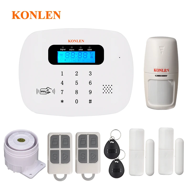 KONLEN Voice RFID Gsm домашняя охранная SMS сигнализация Беспроводная Проводная охранная панель Русский Испанский приложение дистанционное управление - Цвет: Package B