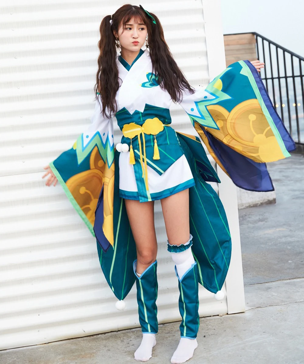VEVEFHUANG женский японский мультфильм Аниме Onmyoji Косплей Костюм Персиковый Цветок Banshee Vantage кимоно нарядное платье униформа