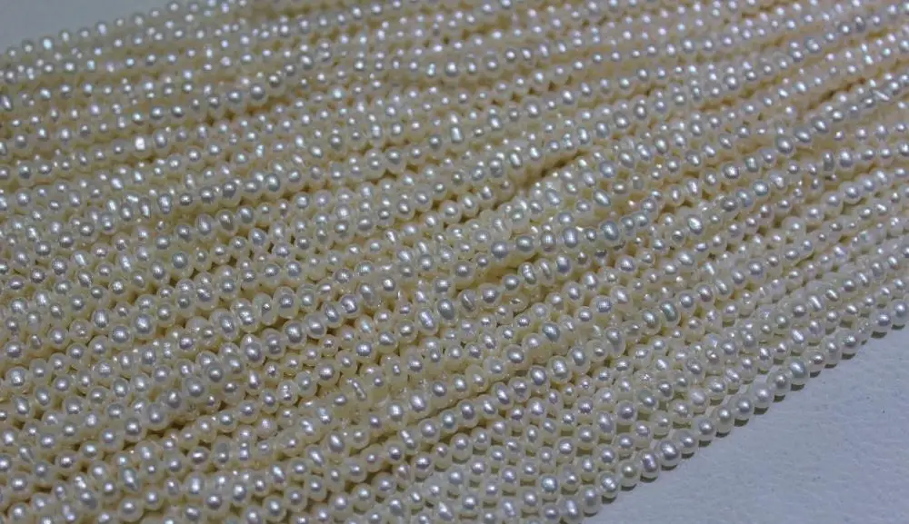 

FREE SHIPPING>>>@@ > White nearround Fresh water pearl necklace 4x5mm 14-15