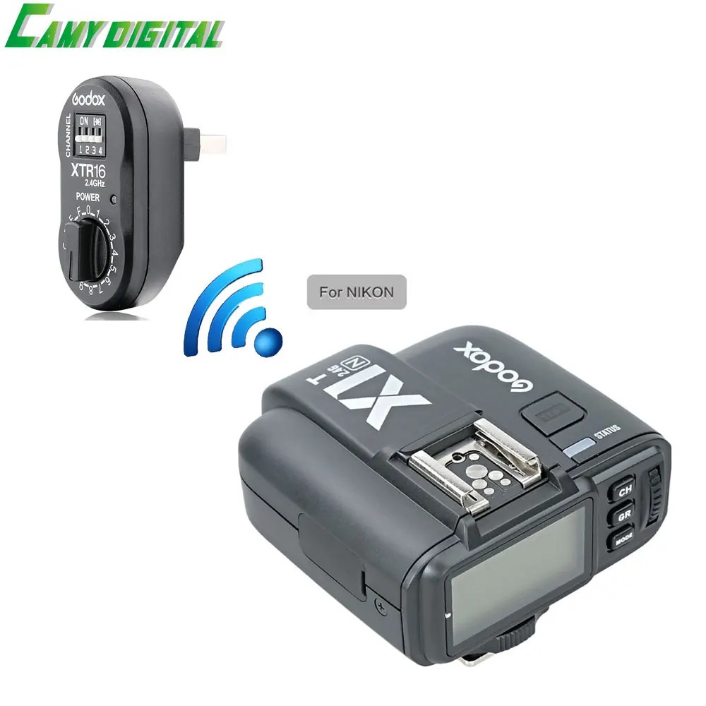 

Godox HSS 1/8000s 2.4G Wireless X System Power Control Flash Trigger with screen X1T-N+XTR-16/16s Kit For Nikon