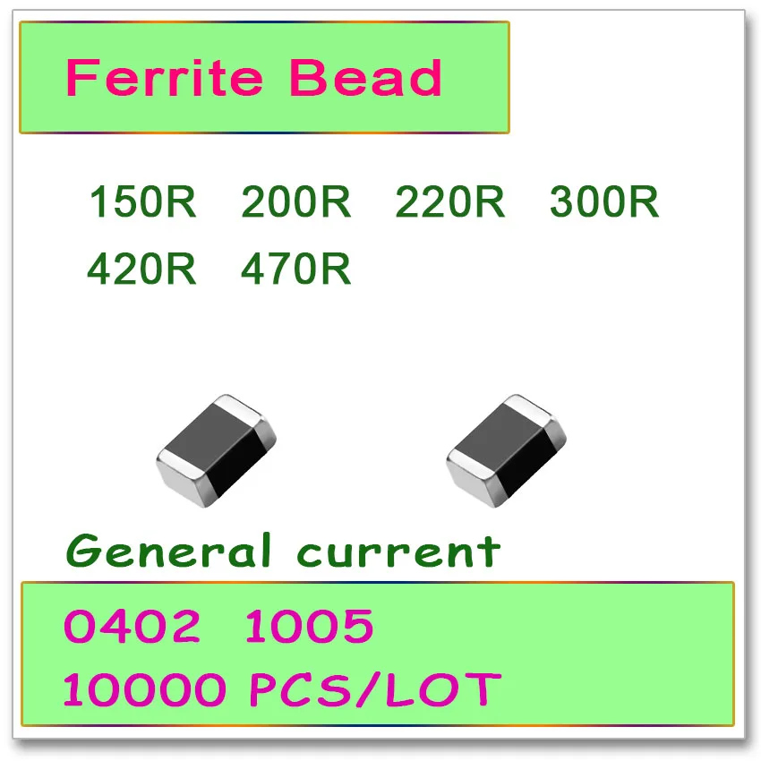 JASNPROSMA 0402/1005 100 МГц 10000 шт. общий ток SMD ферритовая бусина 150R 200R 220R 300R 420R 470R 25% Bead OHM FB