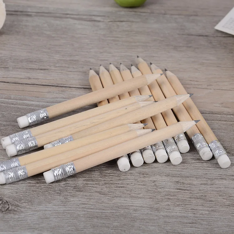 

10PCS/LOT MIRUI Mini Size Simple Wood Pencil With Eraser Log Pencil Short Size Pencil For Kids And Children