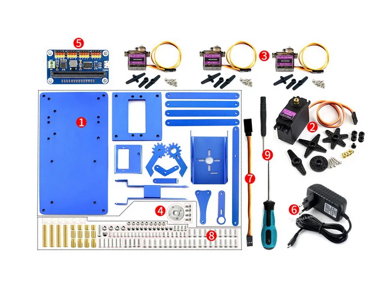 Fonte de Alimentação Padrão da ue Kit para Micro: Waveshare Metal Robot Pouco Bluetooth Controle Remoto 4-dof Arm 3 Quadro demonstração
