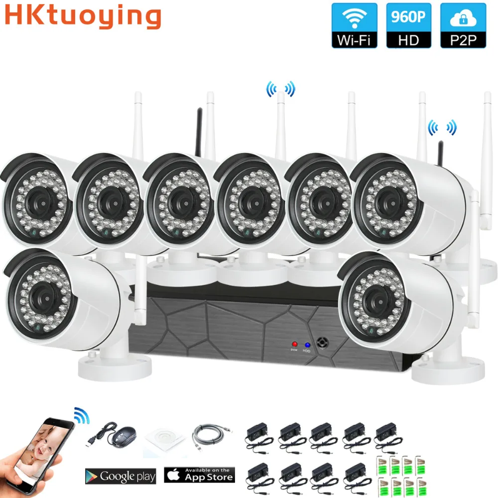 Plug and Play 8CH 1080 P HD Беспроводной NVR Kit P2P 960 внутренний наружный IR Ночное Видение