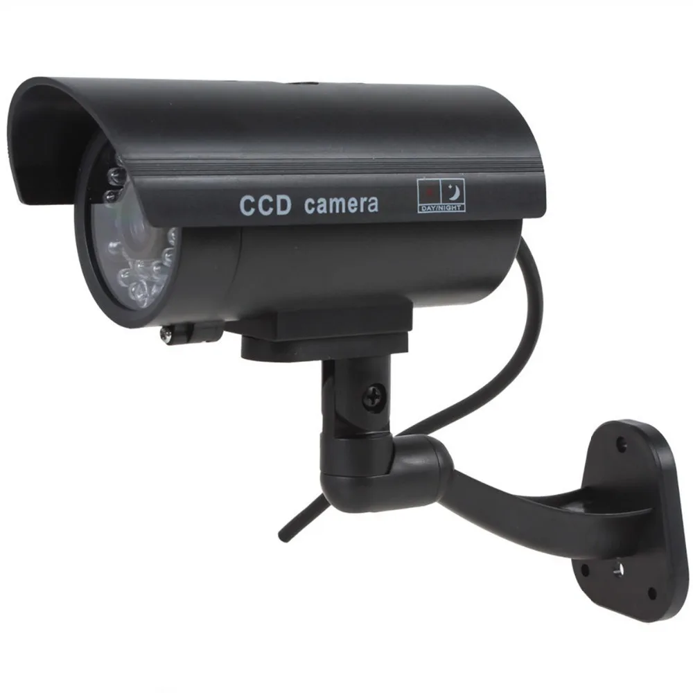 Dummy Surveillance Security Camera CCTV with LED Light Gun Type Black