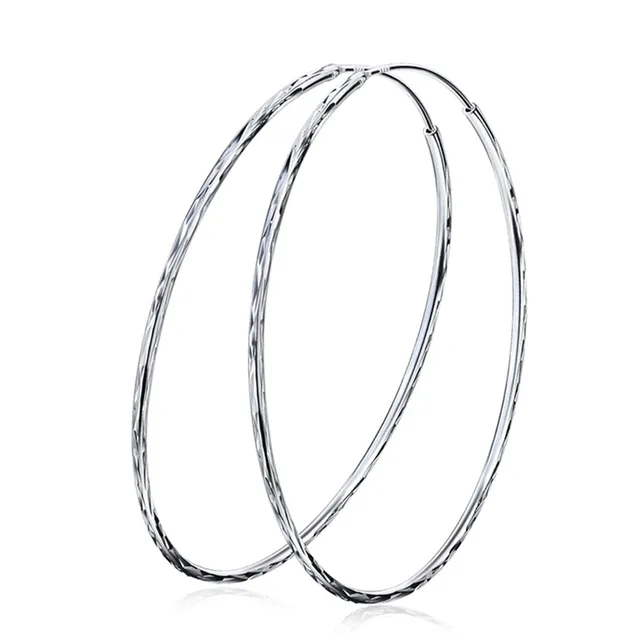 925 Sterling Silver Jewelry Hoop Earrings Annular Huge Size 925 Sterling Silver Jewelry Hoop Earrings Annular Huge Size Diameter 60mm S Women Female Gift