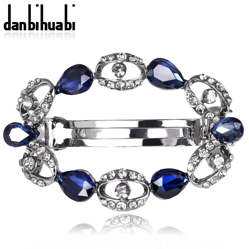 

danbihuabi Fashion Exquisite Hairpins Jewelry Rhinestone Blue Glass 2017 Elastic Hair Clips for Women Girls for Wedding Party
