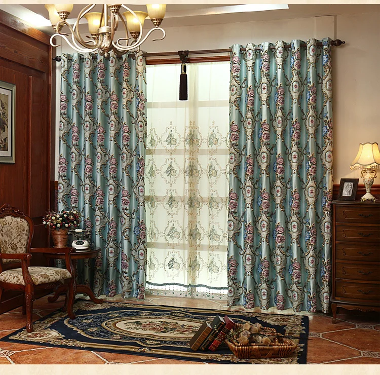 

The new upscale French romantic living room bedroom curtains embroidered relief