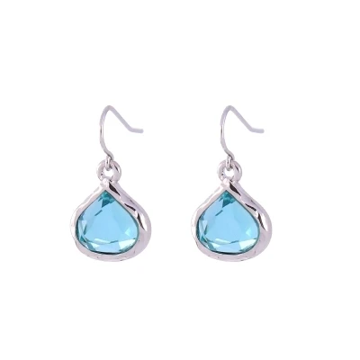 

Sky Blue Big Water Drop Crystal Earrings Silver Color Shiny Dangle Earrings For Women Fashion Jewelry Wholesale