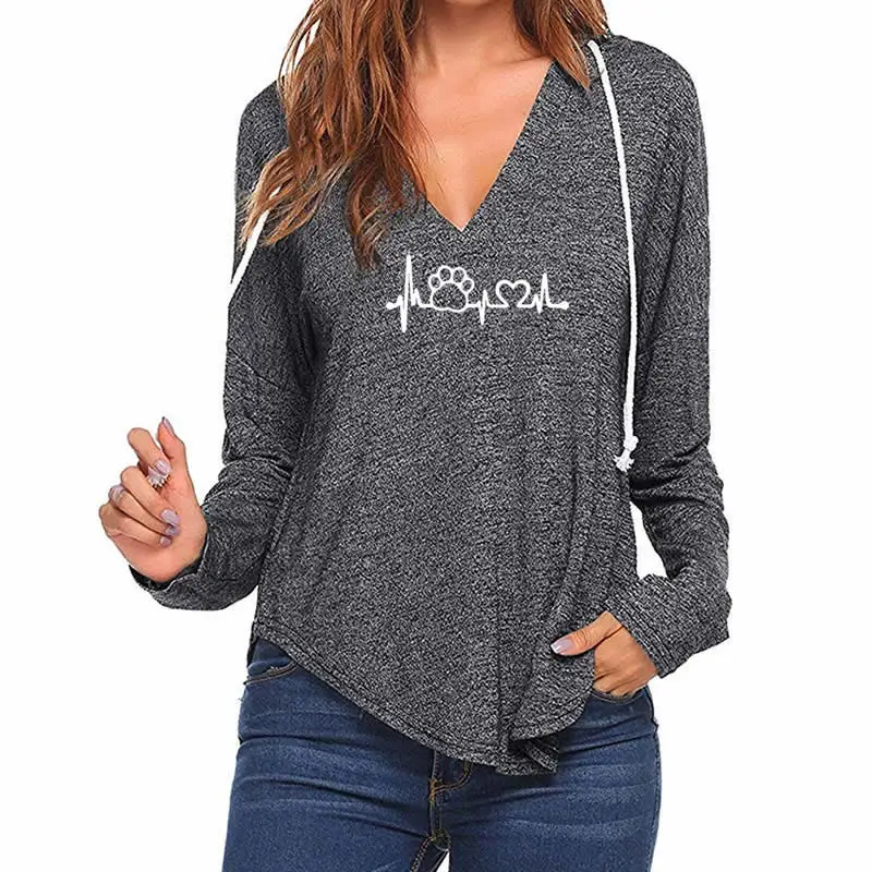

2018 New Fashion Paw Print Sweatshirts Femmes Kawaii Tops Funny Casual Hoody Clothings Street Thick Sweet Pullovers Comfortable