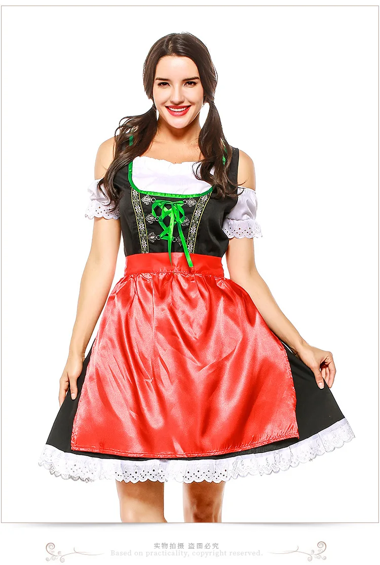 S-Xxl Nuovo Modo Oktoberfest Costume Tedesco Bavarese Beer Girl Cameriera Heidi Fancy Dress Up Dirndl Lederhosen Costume 1801