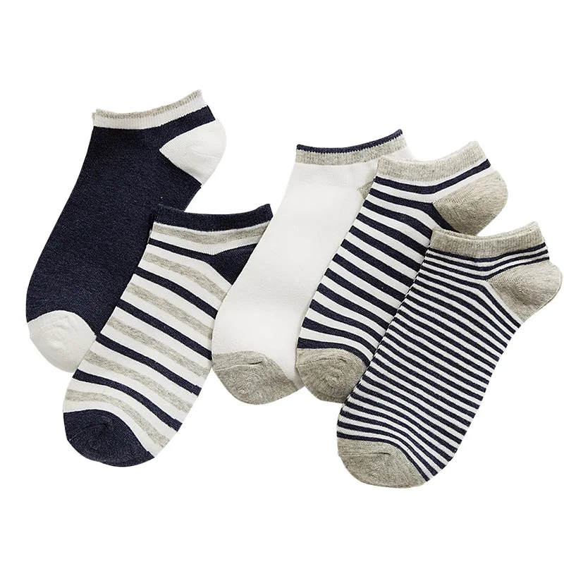 

Men spring and summer short tube socks Cotton color matching pinstripes men socks boat socks wholesale Datang socks