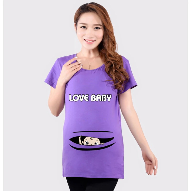 Summer Pregnancy Shirts Maternity Tops With Baby Peeking Out Maternity Wear For Pregnant Women 