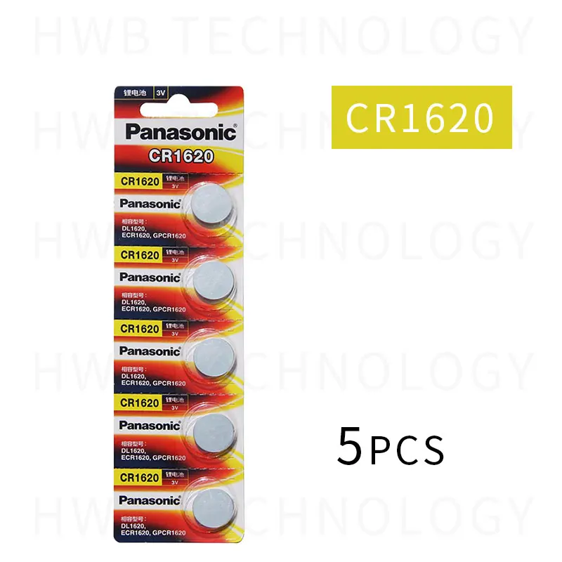 5x Panasonic CR1620 кнопочный Миниатюрный элемент питания CR1620 автомобильный пульт дистанционного управления электрическая сигнализация 3 В литиевая батарея