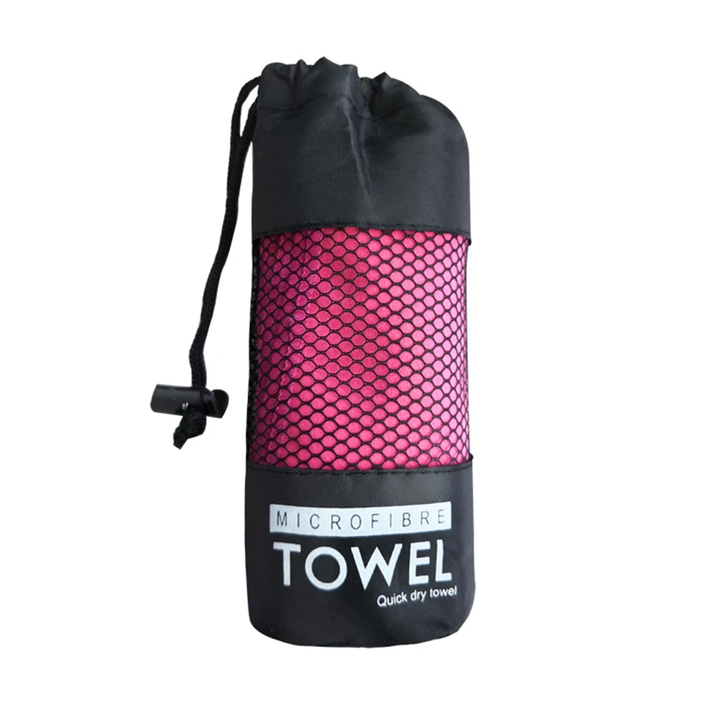Микрофибра замшевое полотенце пляжное быстросохнущее супер абсорбент полотенце с сетчатой сумкой - Цвет: Rose