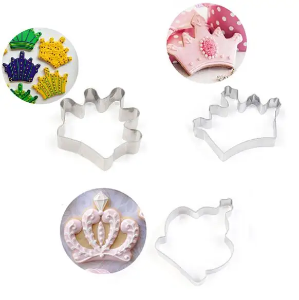3pcs XINAHER Королевский Корона набор для заморозки штампа формы для блинов печенье резак кухонные инструменты из нержавеющей стали для выпечки фонданта - Цвет: 3pcs