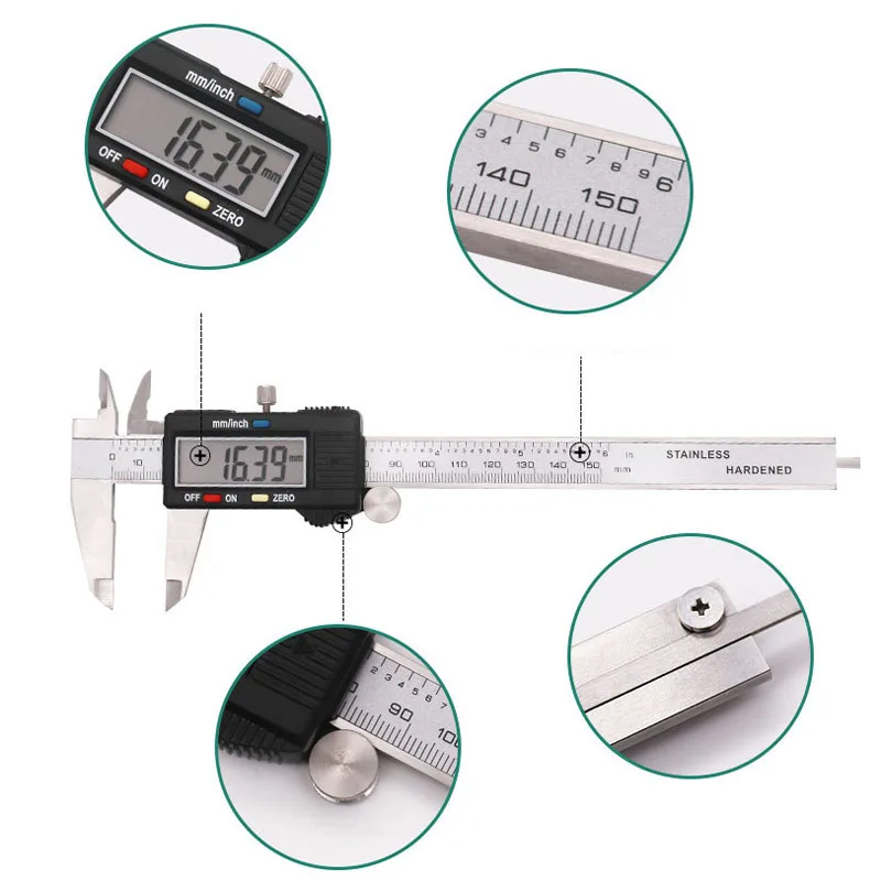Штангенциркуль с цифровым дисплеем из нержавеющей стали 150 мм/дюймовая высокая точность штангенциркуль из нержавеющей стали