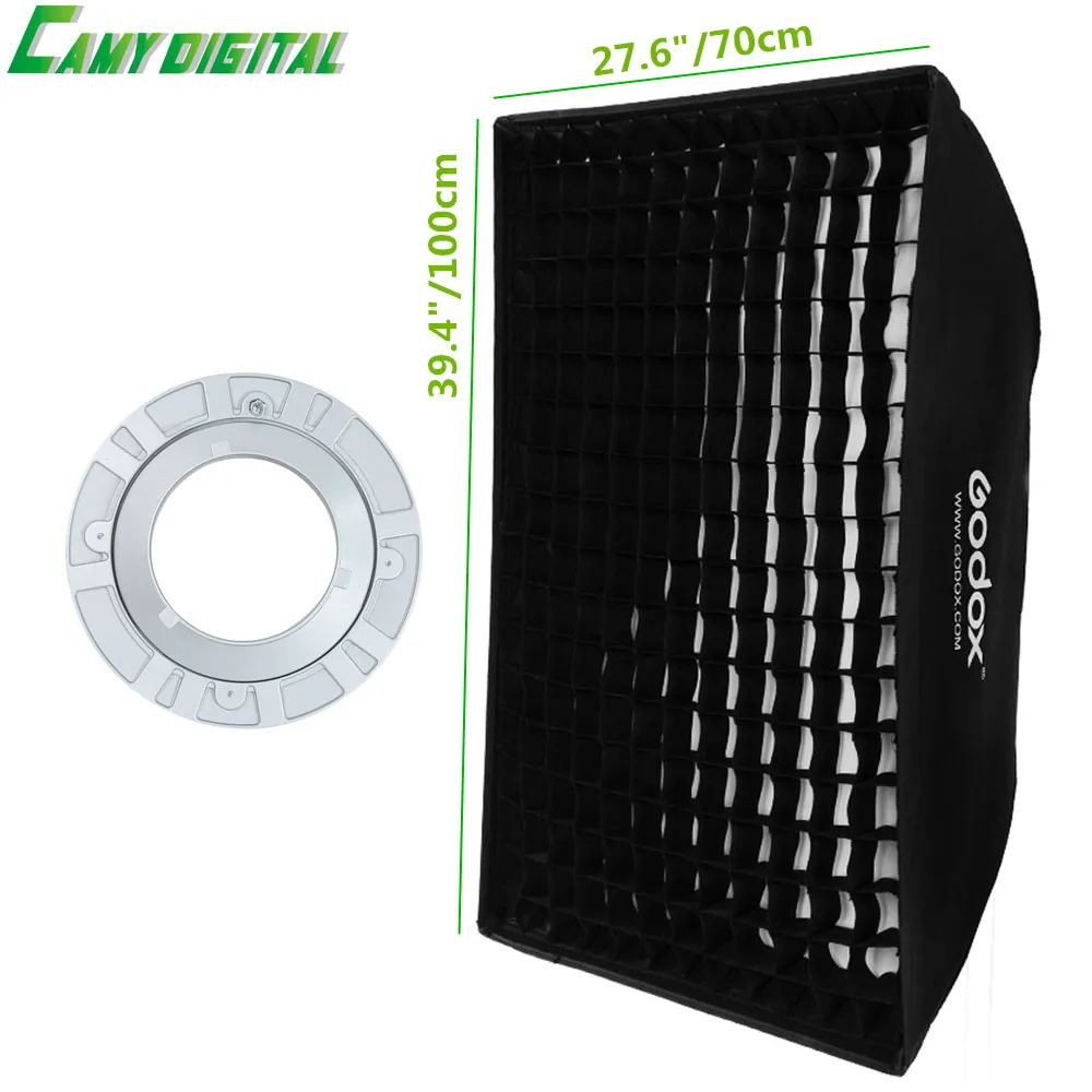 

Godox 27.6"x 39.4"/70*100cm Speedlite Studio Strobe Flash Rectangular Softbox Diffuser FW70*100 With The Gird For Bowens Mount