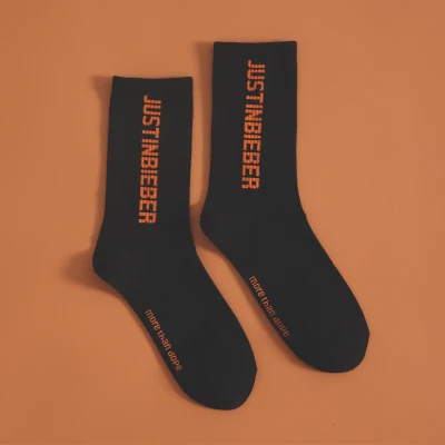 Модные носки для взрослых с надписью Justine Bieber Sox JB Orange Ulzzang Harajuku, уличные заглавные буквы, хип-хоп Sojourner JBiebs Boy - Цвет: JB Black