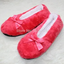 Envío Gratis 2017 Nuevo de Las Mujeres Súper suave antideslizante de Felpa Indoor Zapatillas Arco Decoración Del Hogar Piso zapatillas de 6 Colores