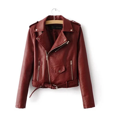 

High quality jacket female motorcycle PU WOMEN leather jacket spring made red 2017 New spring fall short jacket hot coat