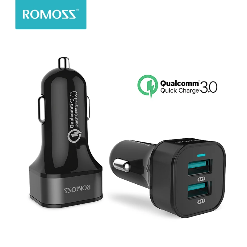 Romoss 36W Dual USB Quick Charge QC 3.0 Car Charger For iPhone Samsung Mobile Phone Charger Fast Charger Tablet GPS Car-Charger