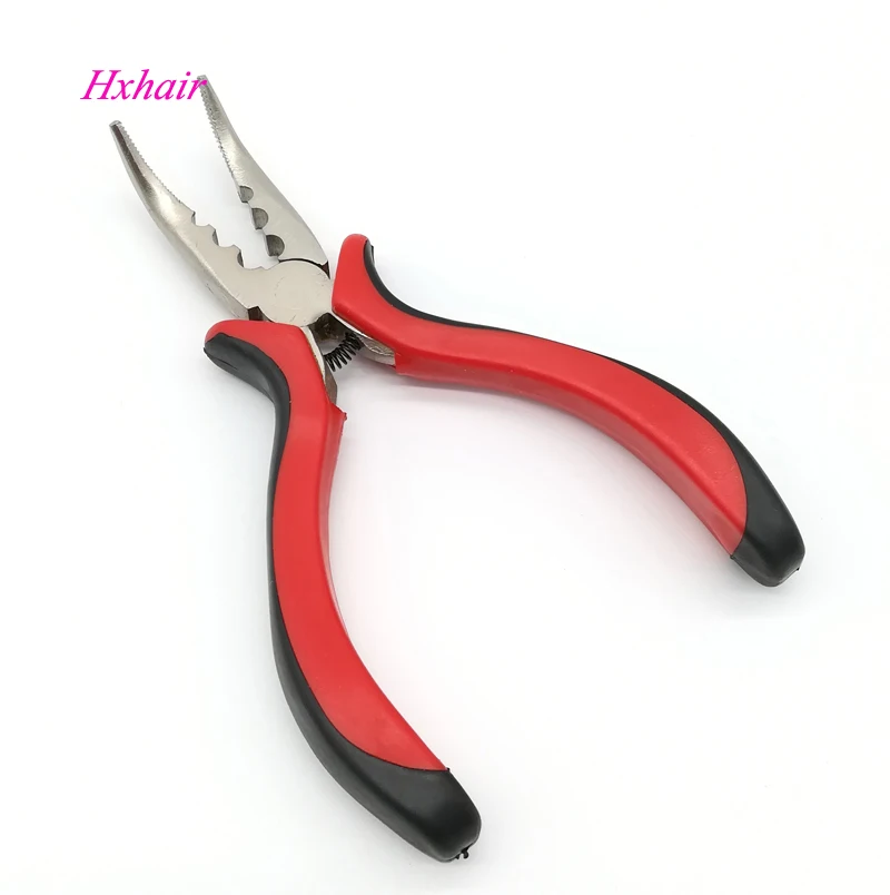 

No.11 Red hair pliers Handle Curved Head with Teeth and 3 Holes /Hair Extension Pliers /Hair Extension Tools