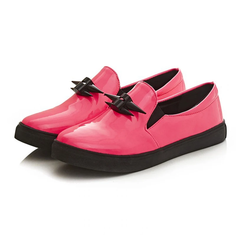 2016 New font b Women b font Loafers Casual Flats Heels Round Toe Pink Black Loafer