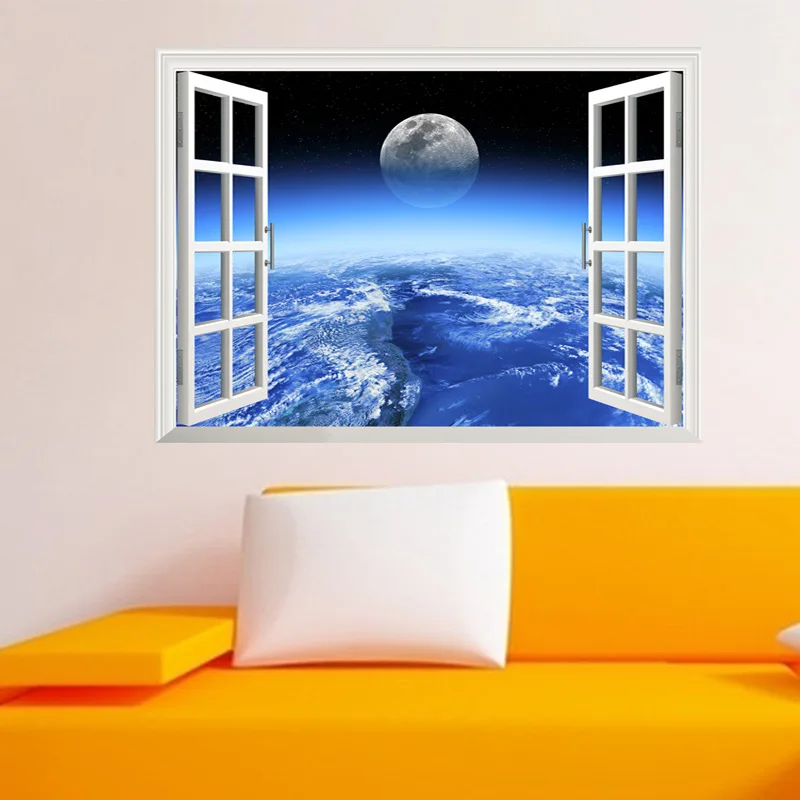 Новые 3D наклейки на стену с изображением космоса, большой планеты для детских комнат, галактика, настенная наклейка, домашний декор, подарок для детей, плакат
