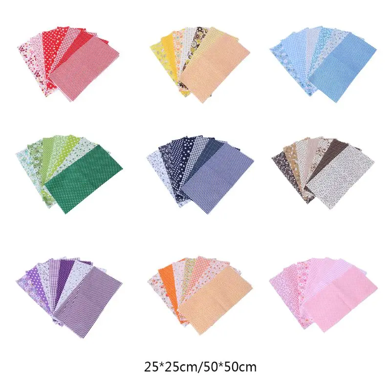 

7pcs DIY Assorted Floral Pattern Printed Cotton Fabric Patchwork Quilt Cloth Handicraft Quilting Stitching Package 25x25cm 50x50