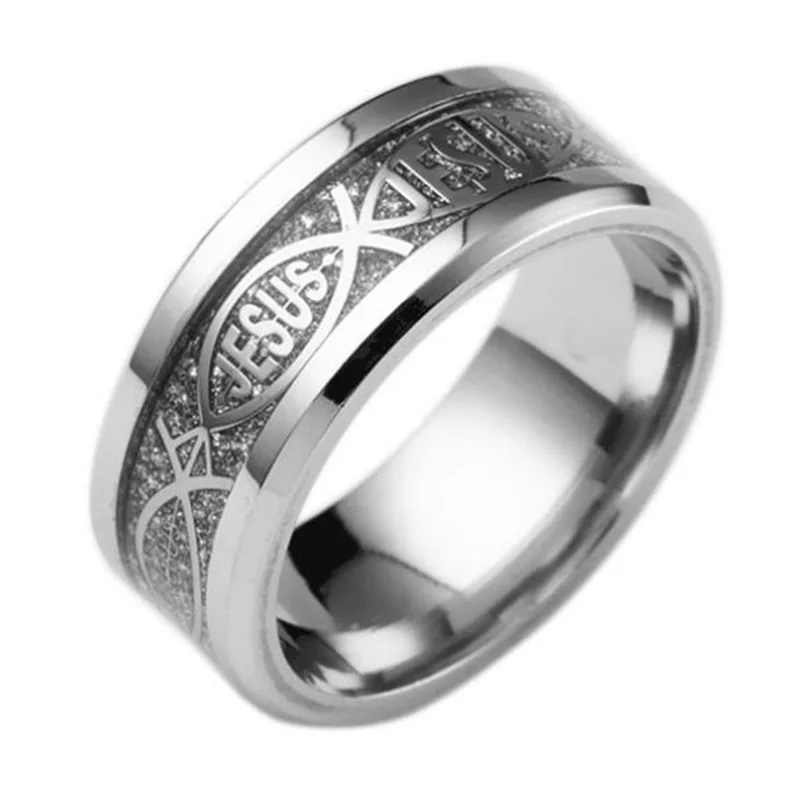 Кольцо ELSEMODE 8 мм из титановой стали с христианским Иисусом и надписью, Золотое кольцо для помолвки, обручальные кольца для мужчин и женщин - Цвет основного камня: 74-YY