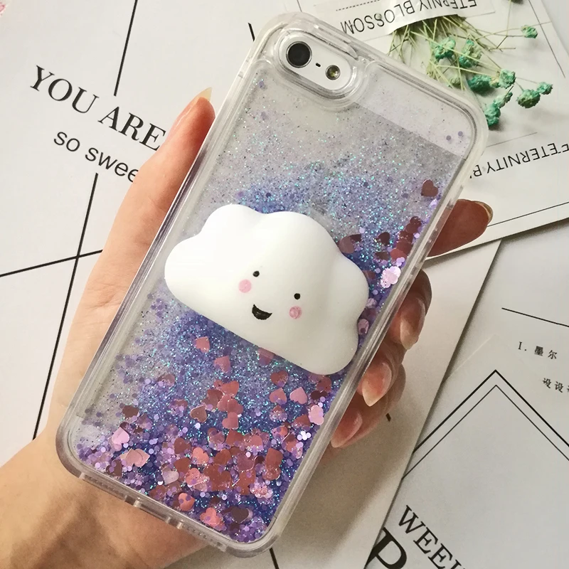 3D Cartoon Squishy Cat Quicksand Case For iPhone 5 s SE Case For iPhone 6 6s 7 8 Plus X Case Glitter Liquid Back Cover Case (20)