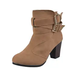SAGACE 2018 дропшиппинг женская обувь Для женщин пряжки ремня Дамы искусственная ботильоны для девочек на высоком каблуке ботинки martin