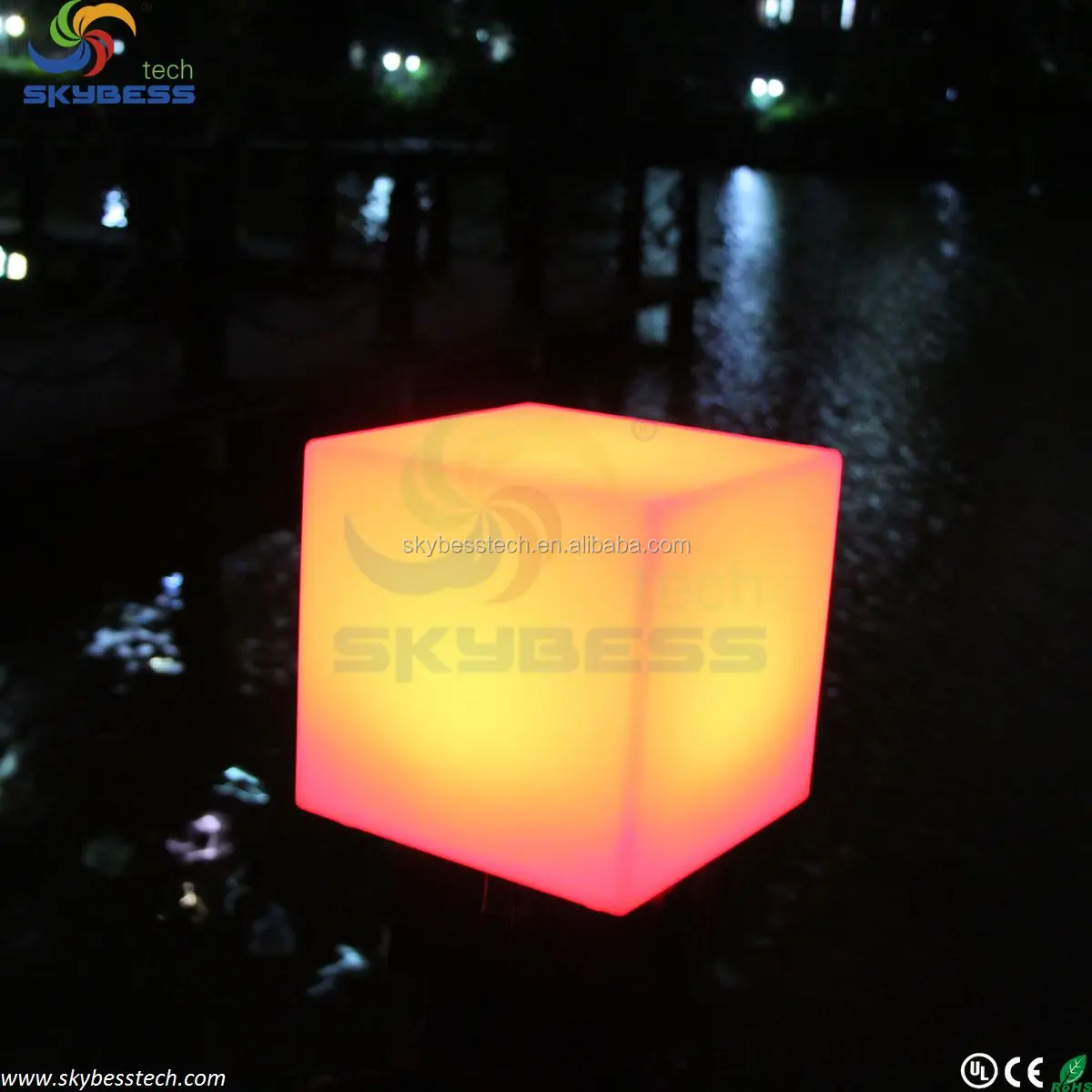 Indoor furniture 16 color changing glowing Cube Stool D10cm Lithium battery free shipping