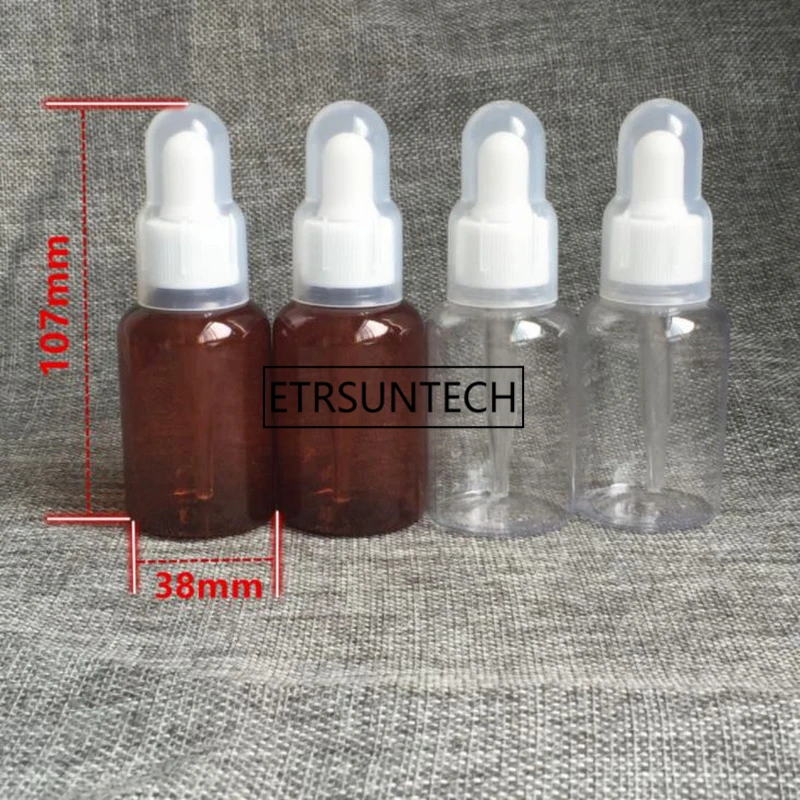 

50ML Clear amber Plastic Dropper Bottles Empty Essential oil Bottles Mini Sample Vials Serum Display Container F1473