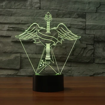 

Colorful 3D USB NightLight Heart Angel Wings Guitar Moulding Lamparas LED Table Lamp Romantic Bedside Decor Gifts Light Fixtures