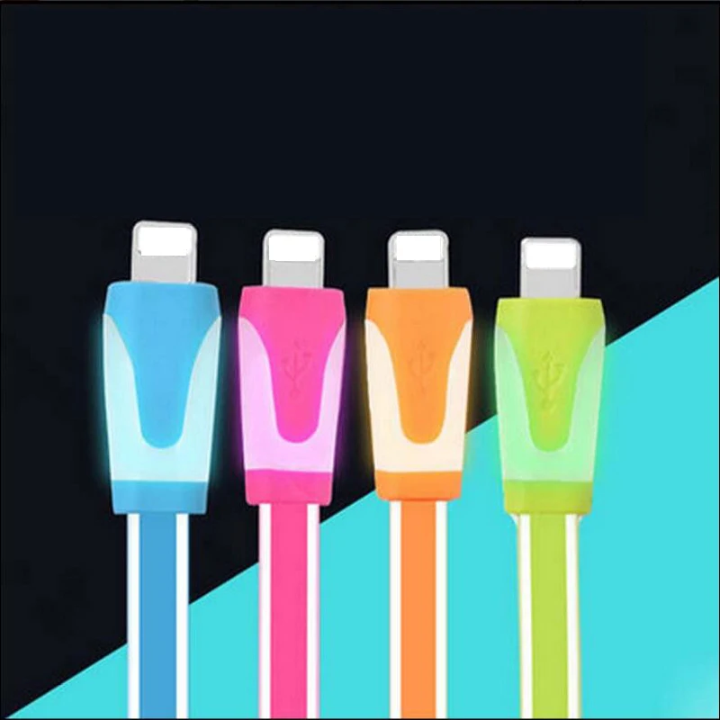 Led Bright Light colorful Visible Flashing 8 Pin USB Data Charger cable For iPhone 5 5s 6 6s 7 plus iPad Air IOS 10 Data Line