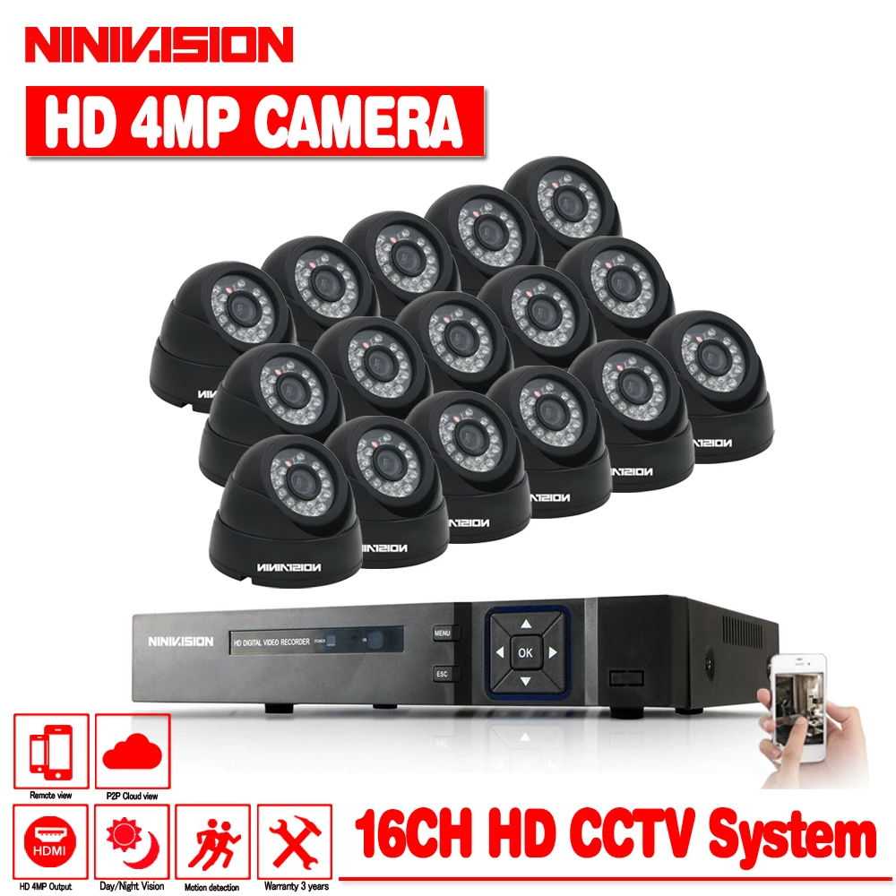 4MP HD 2560*1440P indoor Security Camera System 1080P HDMI AHD DVR CCTV Video Surveillance 16CH DVR Kit 4TB HDD AHD Camera Set