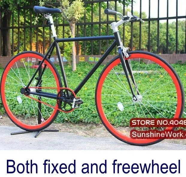 700x23c telaio nero con red rim completo fixed gear bike con flip flop hub  , 50 cm telaio . fixee 2.8|bike parts gears|gear pendantbike glove -  AliExpress