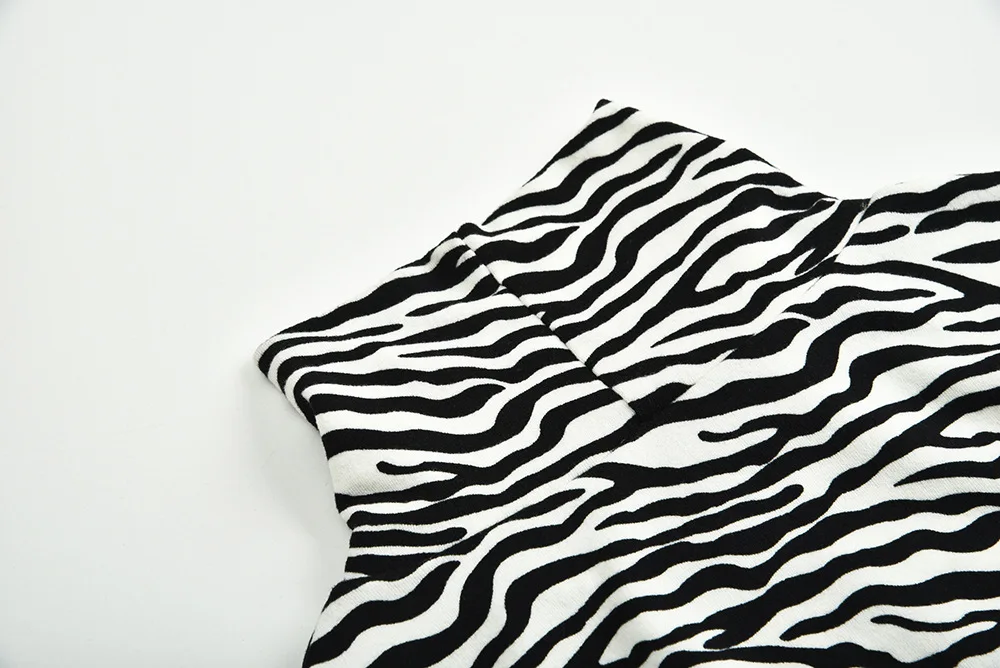 Zebra-stripe print комплект для женщин Sexy Bodycon Skinny body suit Водолазка с длинным рукавом комбинезон с принтом комбинезоны