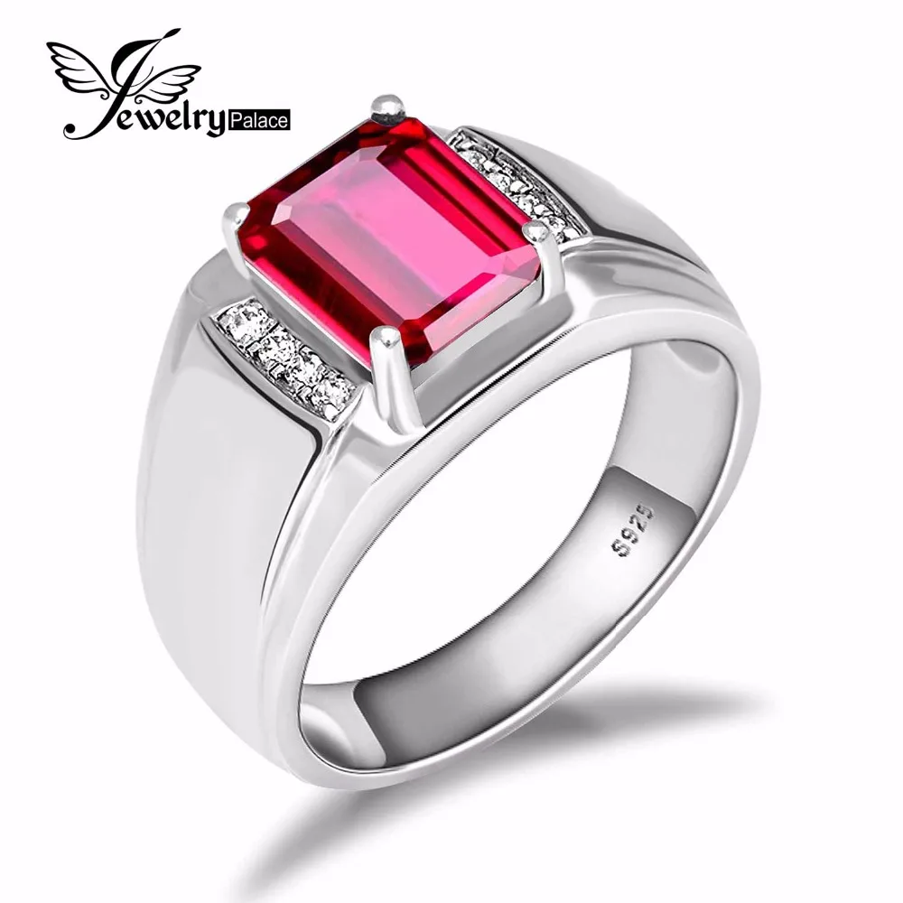 Jewelrypalace Men Jewelry Red Ruby Ring Engagement Wedding Ring Genuine