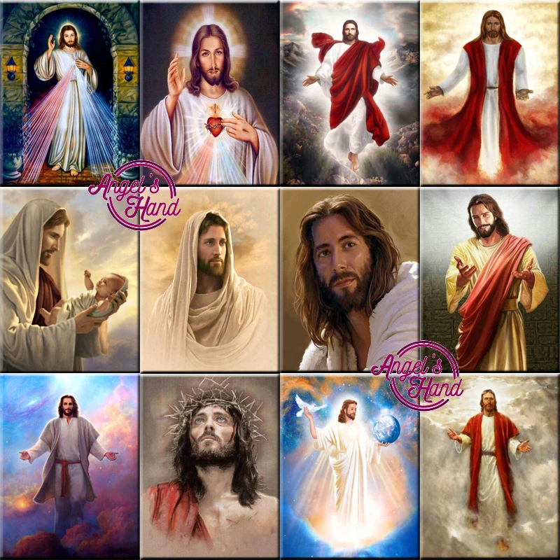 Diamond Painting Jesus Sacred Heart Cross Christian Religious Picture Diy 3d Diamond Embroidery Coloring By Numbers Needlework Diamond Painting Cross Stitch Aliexpress